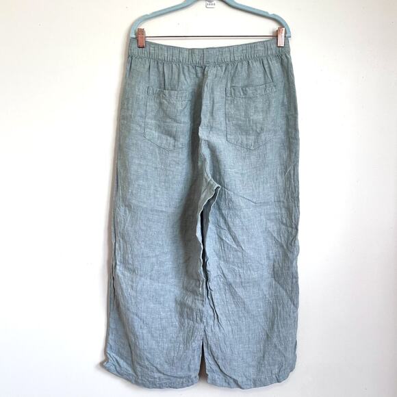 Cynthia Rowley Lagenlook Linen Cropped Pants Size XL Green Wide Leg Boho Minimal - Picture 2 of 6